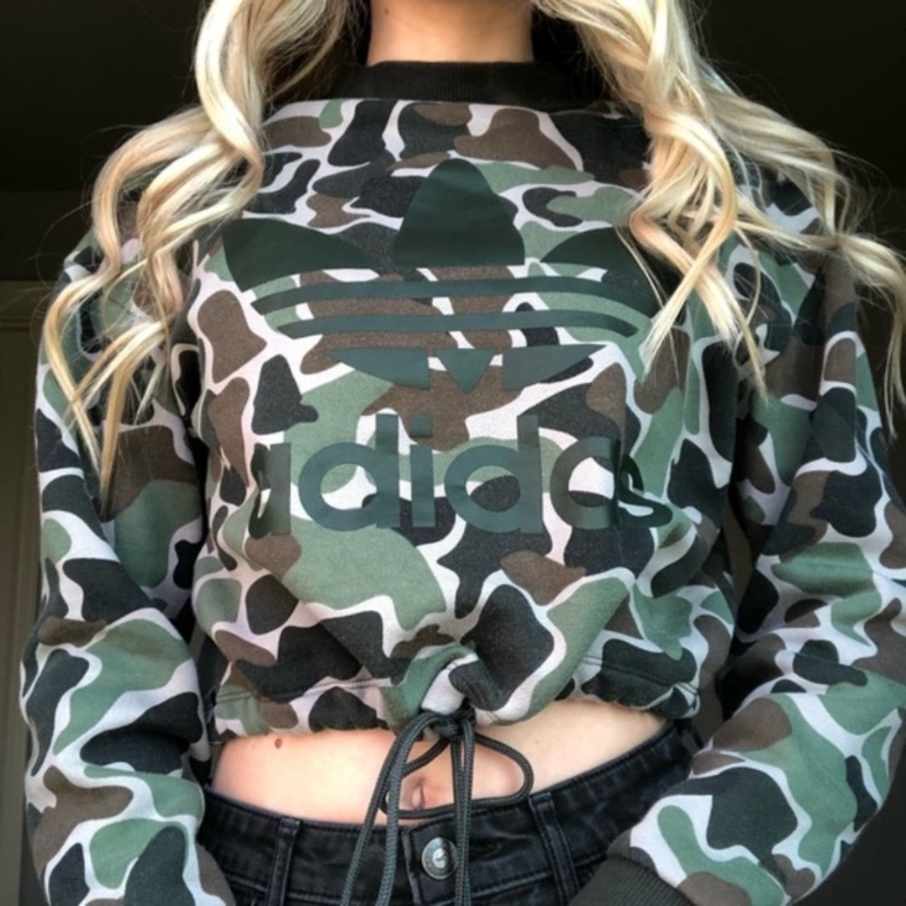 Adidas Camo Cropped Sweatshirt
